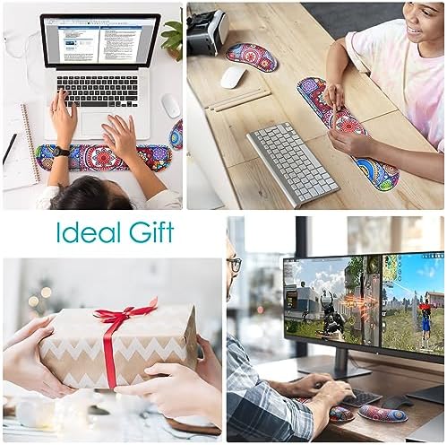 Gimars Upgrade Enlarge Gel Memory Foam Set Keyboard Wrist Rest Pad, Mouse Wrist Cushion Support for Office, Computer, Laptop, Mac, Comfortable, Lightweight for Easy Typing Pain Relief,Mandala