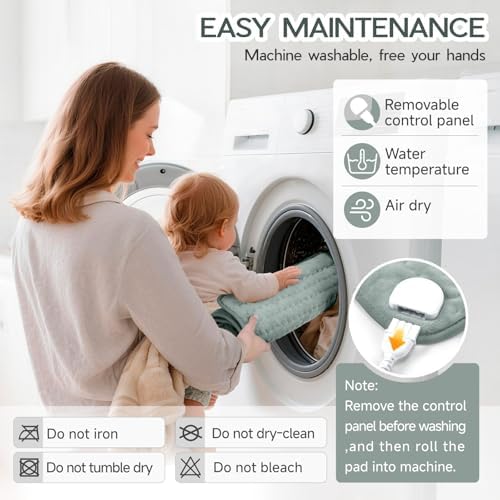 Heating Pad for Back Neck Shoulders Abdomen, Fast Heating Electric Heat Pad Dry Moist Therapy, Auto Shut Off Timer, Gray - Mother’s Day Gifts for Mom Women, Father’s Day Gift for Dad