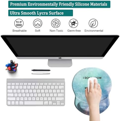 Ergonomic Wrist Support Mouse Pad - Comfortable Computer Mouse Pad with Non-Slip PU Base for Home Office Working Gaming (I Don't Know I Just Work Here)