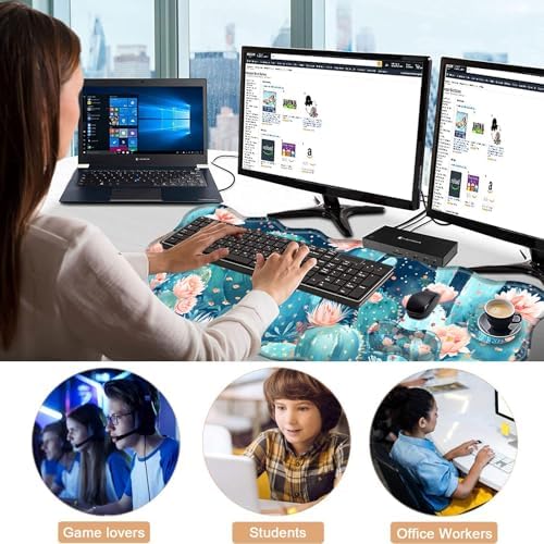 Mouse Pad with Wrist Support + Desk Mat + Coaster 3 in 1 Set, XL Large Gaming Mousepad Ergonomic Mouse Pads for Desk Computer Laptop Office,Cute Cactus