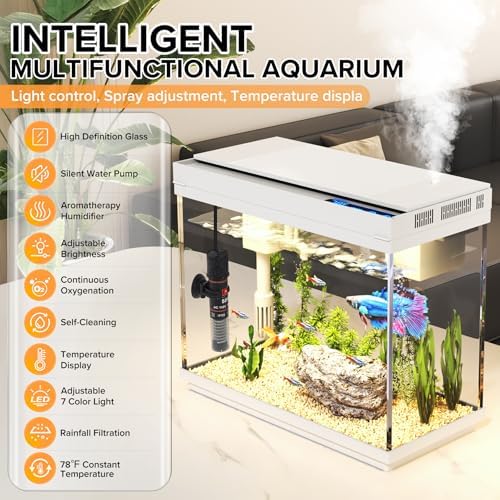 Vehipa 2.4 Gallon Betta Fish Tank, Heater and Humidifier