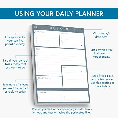 Clear Mind Concepts Daily Planner Desk Pad, Undated To Do List, 100 Sheets