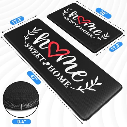 HappyTrends Kitchen Mat for Floor, 2PCS Anti-Fatigue Kitchen Rugs