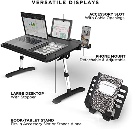 Limitless TotalDesk Portable Modern Workstation and Lap Desk with Adjustable Height & Tilt (Black)