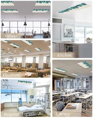 Peacock Feathers Magnetic Fluorescent Light Covers for Ceiling Lights 2 x 4 Feet,Teal Turquoise Blue Ombre Animal Office Classroom Kitchen Drop Ceiling Light Covers Filters Shade Panel 3 Packs