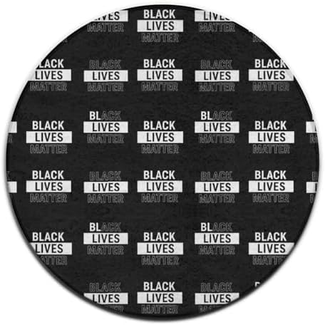 Men's Large Home Decor Mat, Soft Round Yoga Carpet, Non Slip Machine Washable Home Office Circle Rug Black Lives, 60inch