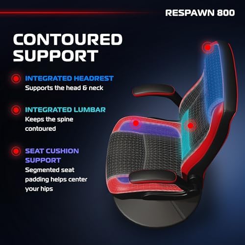 RESPAWN 800 Console Rocker Gaming Chair, Swivel Seat with Lumbar Support