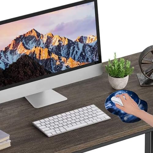 Mouse Pad, Ergonomic Mouse Pad with Wrist Support, Pain Relief Comfort Wrist Rest Pad with Non-Slip PU Base for Gaming, Home, Office & Travel (Nebula Moon)