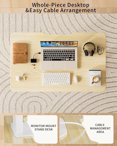 BIZUM 31.5" Small Electric Standing Desk Height Adjustable, Whole Piece Stand Up Computer Desk Work Study Writing Gaming Desks for Home Office Oak
