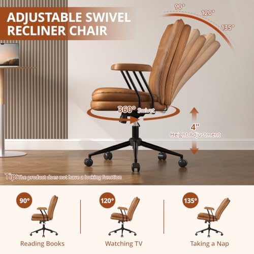 Ergonomic Home Office Chair Leather Desk Chairs with Adjustable Height