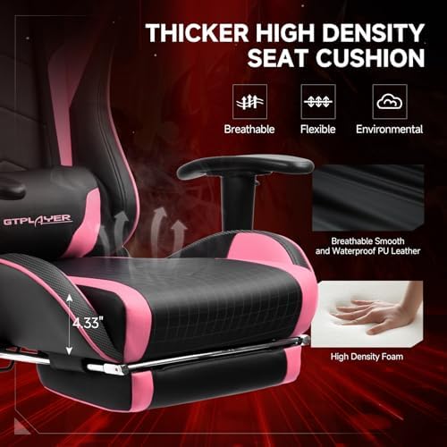 GTPLAYER Gaming Chair,Gamer Chair with Bluetooth and Adjustable Backrest,Seat Height Adjustable Computer Chairs with 3D Armrests,Video Game Chair with Footrest Speakers (Colourful)
