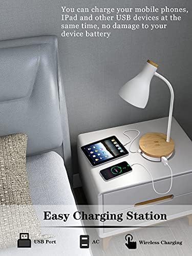 LALISU Metal Desk Lamp Wireless Charging Table Lamp Touch Reading Lights