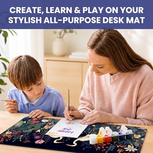 Aesthetic Desk Mat, Cute Midnight Cranes Desk Pad Protector for Work & Decor, 35.4" x 15.7", Pretty Non-Slip Extended Mouse Pad for Office or Home