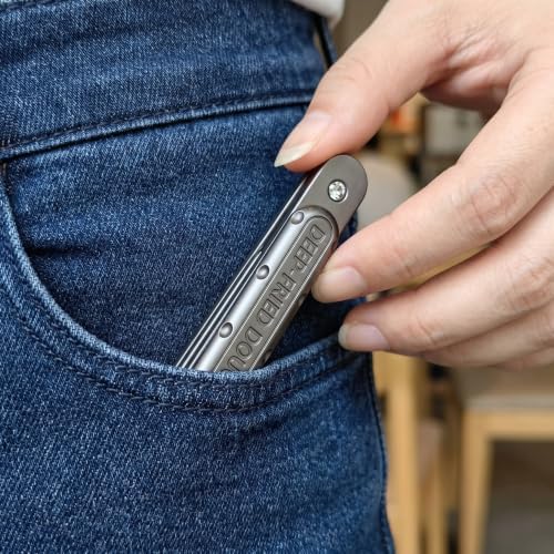 Puffpop-Magnetic Fidget Slider EDC Metal Fidget Toy for Adults – Push Pull Rotate Stress Relief Desk Toy for ADHD Anxiety Relief, Quiet Office Pocket Fidget Toy- Gold (Grey)