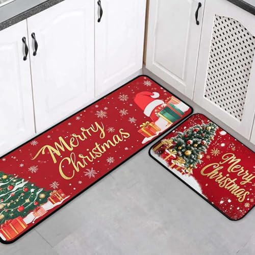 Kitchen Mats for Floor, 2PCS Cushioned Anti Fatigue Waterproof Non-Slip Kitchen Rugs,Washable Absorbent Comfort Kitchen Floor Mats for Home Farmhouse Laundry Office Sink