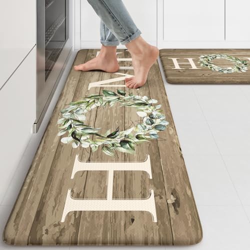 KIMODE Anti Fatigue Mats for Kitchen Floor Cushioned Standing Mat Sets of 2