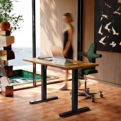 HUANUO 43x24 Inch Electric Standing Desk, Height Adjustable, Rustic Brown
