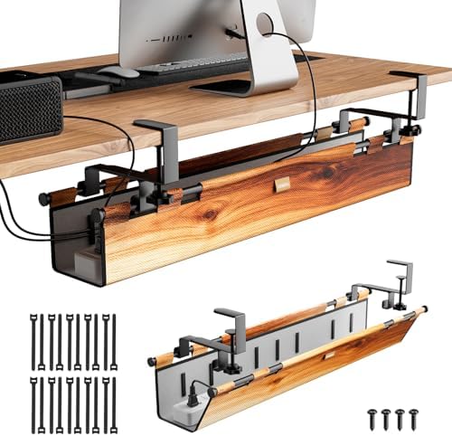 No Drill Thickened Under Desk Cable Management,38.5In,Wood-Grain
