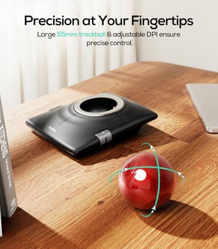 Nulea Wireless Trackball Mouse Ergonomic 55mm Large Ball Ambidextrous
