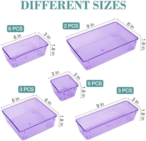 23 PCS Drawer Organizer Set, 5 Size Bathroom and kitchen organizer Trays