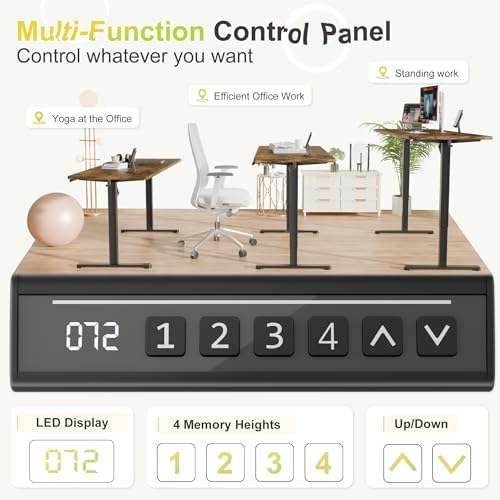 Furmax 63 Inches Electric Standing Desk, Home Office Desk with Phone Holder