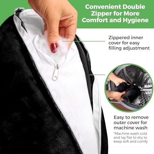 Rotator Cuff Pillow Side-Sleeper Shoulder Arm Support, Washable Cover Black