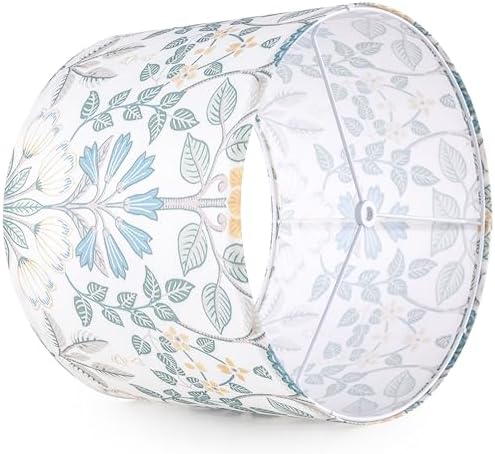 GO&SO Lamp Shades Set of 2,16" D x 10" H,Large Drum Shade,Blue Green Floral
