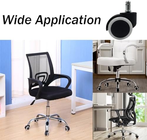 2 Inch Office Chair Caster Wheels, Quiet Rubber Replacement Chair Wheels