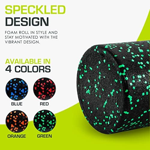 ProsourceFit High Density Foam Rollers 12 - inches long, Firm Full Body Athletic Massage Tool for Back Stretching, Yoga, Pilates, Post Workout Muscle Recuperation, Black/Green