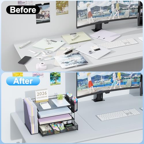 gianotter Metal Mesh Desk Organizers and Accessories with File Holder