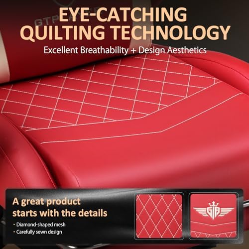 GTPLAYER Gaming Chair with Footrest, Big and Tall Game Chair High Back Computer Office Chair with Lumbar Support for Adults, Ergonomic Swivel Games Chair with Cushion Gaming, Leather Red