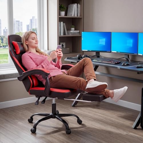 Ergonomic Gaming Chair with Footrest Video Game Chair Reclining