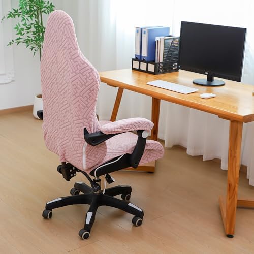 FORCHEER Gaming Chair Cover with Armrest Covers Pink 4 Pieces Stretch Jacquard Racing Computer Chair Slipcover Set Washable
