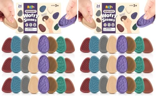 Fidget Toys Adults Sensory Stone: 48 Pack Texture Worry Stone for Calming - Sensory Autism Toys for Stress Relief - Quiet Bulk Fidgets for Classroom Prizes