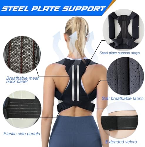 Posture Corrector for Women & Men, Adjustable Back Brace for Neck Shoulder Upper Back Pain Relief, Breathable Back Straightener with Clavicle Support - Strangulation-Free Design
