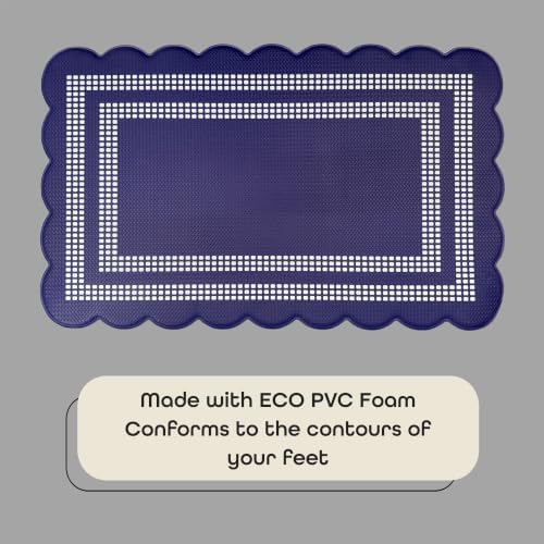 Anti Fatigue Scallop Mat 18 x 30 in, Remi, Navy/White