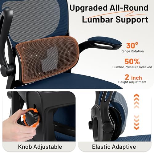 AreShark Drafting Chair - Ergonomic Tall Office Chair with Lumbar Support and Flip-up Armrests - High Standing Desk Chair Breathable Mesh with Adjustable Footrest Ring and Height for Home Office
