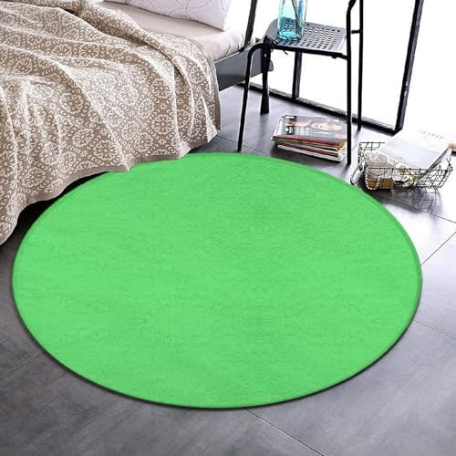 Room Sofa Yoga Soft Round Carpet, Home Decor Non Slip Kitchen Office Circle Rug, Machine Washable Modern Round Area Rug Green, 24inch