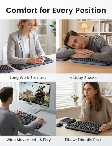 Vaydeer Extra Large Wide Wrist Rest Set for Keyboard and Mouse, Computer Ergonomic Wrist Support, Armrest Elbow Pad Mouse Rest, Typing Pain Relief Soft Memory Foam Desk Cushion for Office Work Gaming