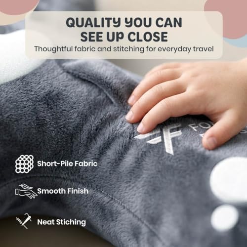 Kids Car Sleeping Pillow, H-Shaped for Neck & Back Support, Grey Dog