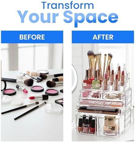 Masirs Clear Cosmetic Storage Organizer, Classy Design, Versatile, Simplifies Your Life