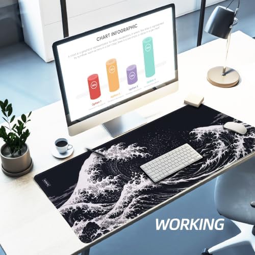 Desk Setup Large Mouse Pad for Desk-70x30 Blackwaves