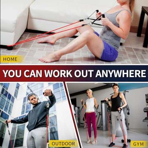 WHATAFIT Resistance Bands with Handles, 150 lb Exercise Bands Set