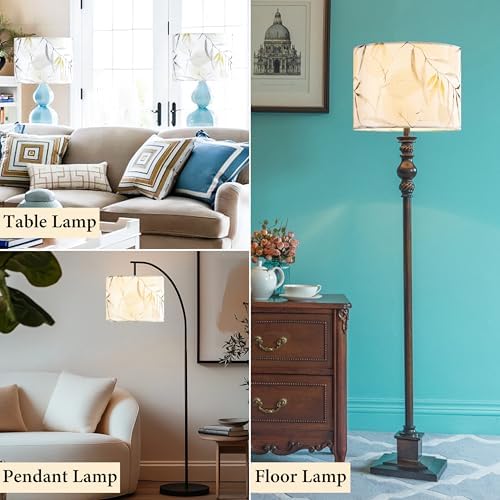 GO&SO Lamp Shades 1Pc,16" D x 10" H,Leaf Floral,Large Drum Lamp Shade