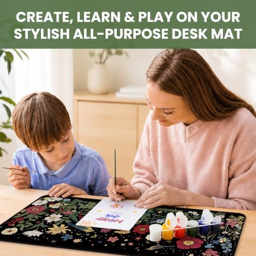 Aesthetic Desk Mat, Cute Enchanted Garden Desk Pad Protector for Work & Decor, 35.4" x 15.7", Pretty Non-Slip Extended Mouse Pad for Office or Home
