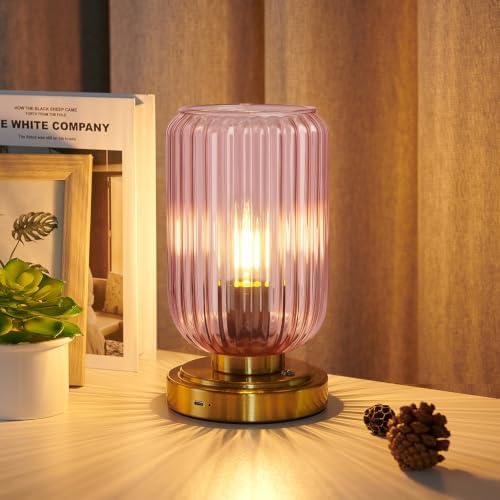 LightRound Cordless Table Lamp for Bedroom, Touch Stepless Dimmable