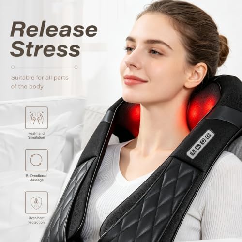 Blue Elf Shiatsu Neck,Back&Shoulder Massager with Heat,Women Men Gifts