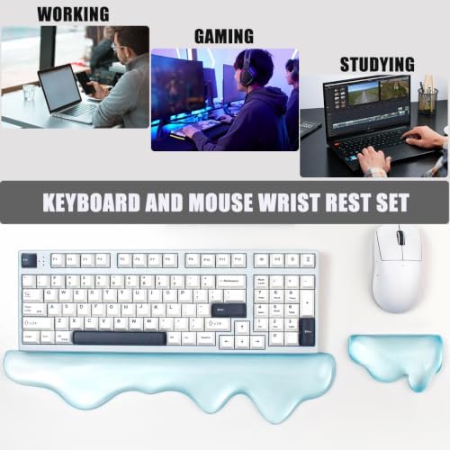 Gel Keyboard and Mouse Wrist Rest Set, Blue Wrist Pad for Computer Keyboard