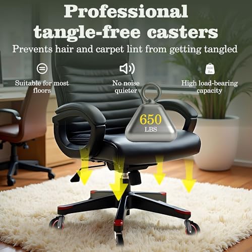 Anti-Tangle Office Chair Casters 5-Pack- 650LB Capacity, 7/16" x 7/8" Stem Size, 3 Inch PA Wheels for Carpet, Tile, Hardwood,360° Smooth Rolling, Low-Noise, Fits Most Chairs,Fits Most Chairs