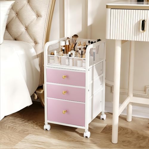 Rolling Makeup Vanity Cart Makeup Organizer with Drawers for Girls